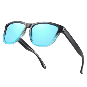 Classic Blue Square Sunglasses with Polarized Lenses Men and Women’s Fashion Mirror Blue Driving Sun Glasses TAC PC Material