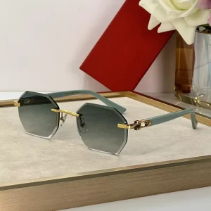 Classic Brand Designer Square Rimless Diamond Cut Edge Sunglasses Fashion Luxury Travel Driving Sunglasses