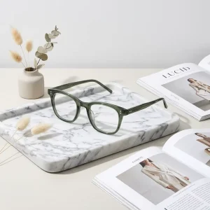 Classic Diamond Face Lightweight Square Transparent Acetate Full Rim Eyeglass Frames