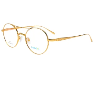 Classic Eco-Friendly Ultra-Light Preppy Print Full-Rim Reading Eyeglasses Pure Titanium Frame 18K Gold