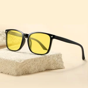 Classic Fashion Retro Night Vision Anti blue Light Yellow Unisex Eyewear Flat polished Lens Optical Protective Glasses