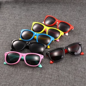 Classic Fashion square Silicone Frame UV Kids Sunglasses Colorful Polarized Children Sunglasses