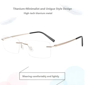 Classic Fashionable Titanium Frameless Unisex Prescription Optical Eyeglasses AC Lenses Solid Pattern Myopia Reading Fast
