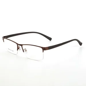 Classic Luxury Rectangular Frames Eyewear Business Executive Men Eye Glass Stainless Steel Spectacles