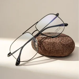 Classic Metal Full-Rim Square Spectacle Frames Unisex