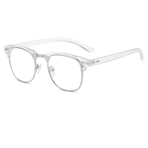 Classic Oval Anti-Blue-Light Reading Glasses, Unisex Clear Plastic Semi-Rimless Frame