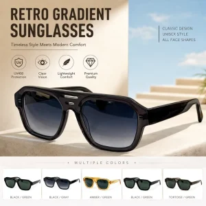 Classic Retro Gradient Lens Sunglasses UV400 Protective Thick Frame Square Sunglasses Fashion Driving Beach Travel Glasses