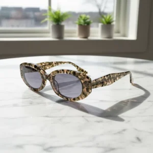 Classic Retro Oval Small Plastic-Frame Steampunk Sunglasses