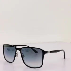 Classic Retro Square Sunglasses Black Frame Gradient Blue Lenses Men Women