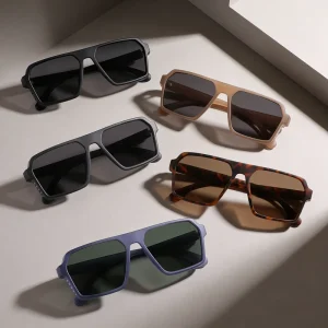 Classic Simple Large Frame Square Unisex Sunglasses Sports Leisure Style UV400 Protection Windproof Sun-Protective Sunglasses