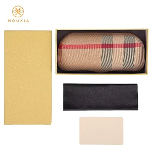 Classic Solid Soft PU High End Sunglasses Case Set Portable Eyeglasses Box Cleaning Cloth Gift Protective Glasses Holder Travel