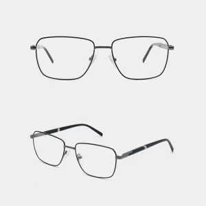 Classic Square Metal Optical Frame High grade Fashion Eyeglasses Frames Monoblock Spring Hinge Elegant Beads Temple Diamond
