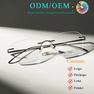 Classic Square Rimless Lightweight Solid Diamond Unisex Frame Blue Light Optical Glasses Eye Protection Factory Direct