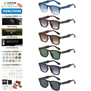 Classic Tortoiseshell Square Sunglasses Green Lens Curved Temple for Men Women