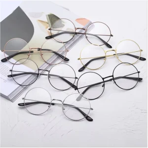Classical Black Gold Round Metal Optical Eyeglass Frame