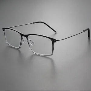 Clear Titanium and Nylon Square Eyeglass Frame for Nearsighted Users