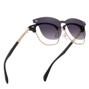 Clip On Full Rim Optical Frame Men Eyebrow Style Magnetic Metal Glasses Polarized Lens UV400 Protection