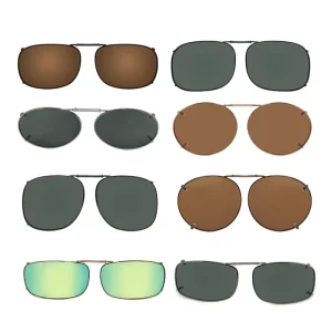 Clip-On Rectangle Rimless Polarized Sunglasses with UV400 TAC Lenses
