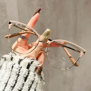 Color Optical Computer Eye Protection Metal Cat Eye Frames Anti Blue Light Women’s Prescription Eyewear