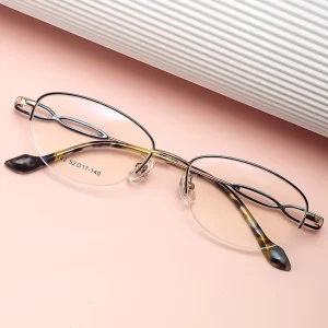 Colorful Metal Half-Rim Alloy Eyewear Frames for Women