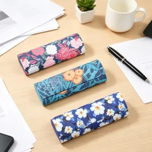 Colorful Printed Handmade Floral Pattern Sunglasses Box with Custom Logo Botanical Clamshell Eyeglasses Case