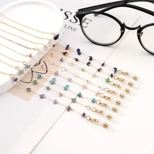 Colorful Stone Anti-Slip Glasses Chain and Face Mask Eyeglasses Holder Strap