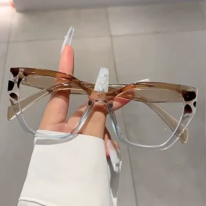 Colorful Unisex Large Square Clear Optical Eyeglass Frame with Splicing Design