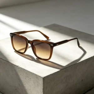 Competitive Prices Retro Rivet Transparent Brown Acetate Sunglasses UV400 Protection with Non polarized Giadient Lens Unisex