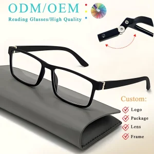 Computer Plastic Fashion Reading Glasses for Men Anti Blue Light Presbyopia Transparent Lens Spring Hinge