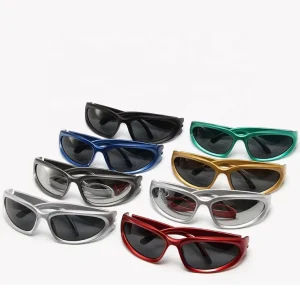 Cool New Outdoor Bicycle Cycling Sports Sun Glasses Silver Women Men Fashion Eyewear Aesthetic Y2K Futuristic Sunglasses