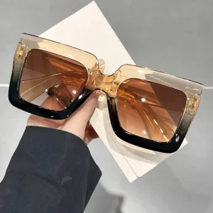 Cross border Retro European American Rectangle Full Face Slimming Sunglasses Unisex Personalized High end All match White PC
