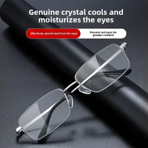 Crystal Presbyopic Reading Glasses with Business Half Frame for Men