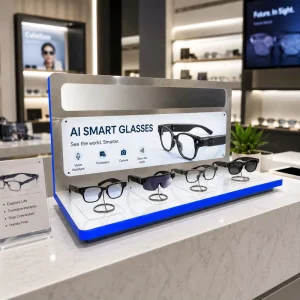 Custom Acrylic AI Smart Glasses Display Stand for Retail Store Countertop Eyewear Display Rack