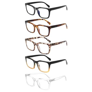 Custom Anti-Blue-Light Reading Glasses Retro Square Oversized Unisex Clear Tortoise Lens Computer Glasses