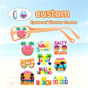 Custom Beach-Themed PVC Glasses Charms, Multicolor Eyewear Accessories for Kids