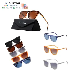 Custom Brand Classical Square Sunglasses UV400 Gradient Polarized Lens Acetate Frame Sun Glasses with Custom Case