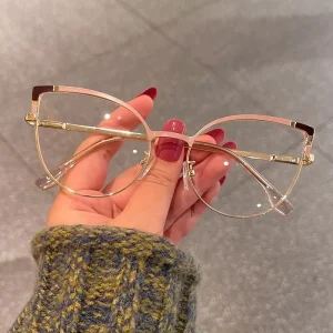 Custom Cat Eye Blue Light Blocking Glasses Computer Screen Protector Glass Eye Wear Metal Glasses Optical Frames for Women