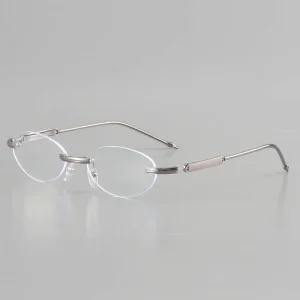 Custom Cat-Eye Metal Rimless Optical Eyeglasses Frame