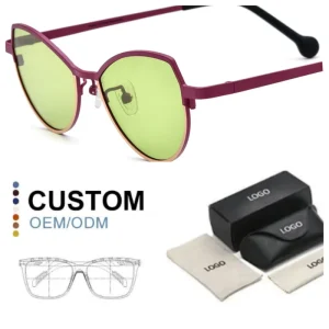 Custom Colorful Pure Titanium Cat-Eye Optical Eyeglass Frames, PC Lenses, Vintage Retro, Unisex