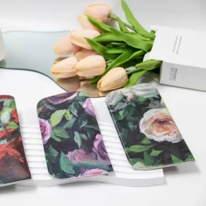 Custom Digital-Printed Soft Leather Retro Floral Sunglasses and Reading Glasses Pouch