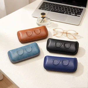 Custom EVA Hard Shell Eyeglasses Case with Embossed Pattern PU Leather Portable Sunglasses Storage Box