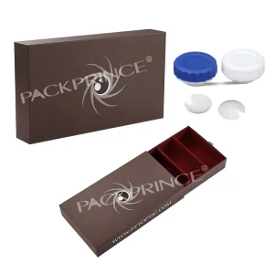 Custom Embossed Handmade Contact Lens Packaging Box Rigid Drawer Shape Recyclable Cardboard Case UV Coating Matt Lamination