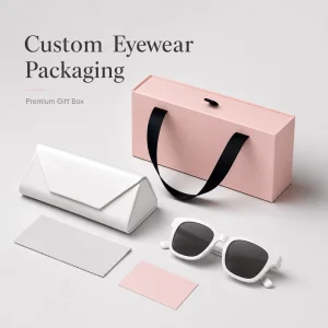 Custom Eyewear Packaging Gift Box with Sunglasses Case Microfiber Cloth Paper Bag and Printed Logo