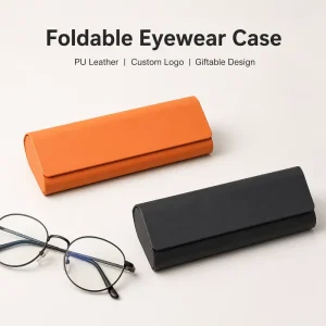 Custom Foldable PU Leather Eyewear Case with Printed Logo Sunglasses Storage Box