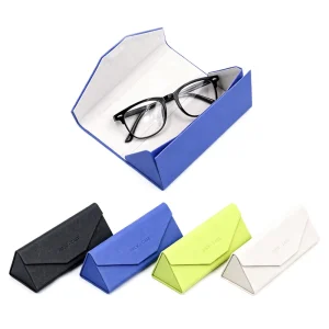 Custom Handmade Folding PU Leather Sunglasses Case with Iron Frame