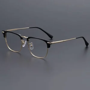 Custom Lenses Stainless Steel Temples TR90 Business Medical Prescription Optical Eyeglass Frames for Men