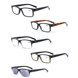 Custom Lightweight Tortoise Rectangle Anti-Blue Light Quarter-Power Presbyopic Reading Glasses for Men and Women