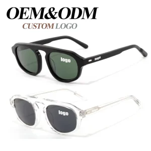 Custom Logo Acetate Sunglasses Polarized UV400 Designer Glasses Men Luxury Sunglasses Large Frame Round Sunglasses