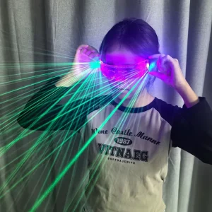 Custom Logo Acrylic Cyberpunk Sunglasses with Green Laser Beams for DJ Clubs and Parties