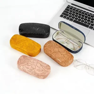 Custom Logo Anti-Shock Embossed Floral Pattern Eyewear Case for Unisex Hard Sunglasses Optical Eyeglasses